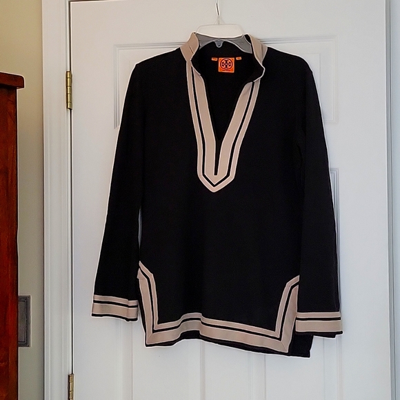 Tory Burch black and tan tunic, size small - Picture 1 of 3